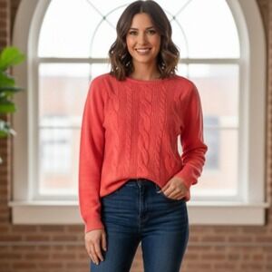 Cyrus Pullover Sweater Women's Size Large Coral Pink Boat Neck Long Sleeve